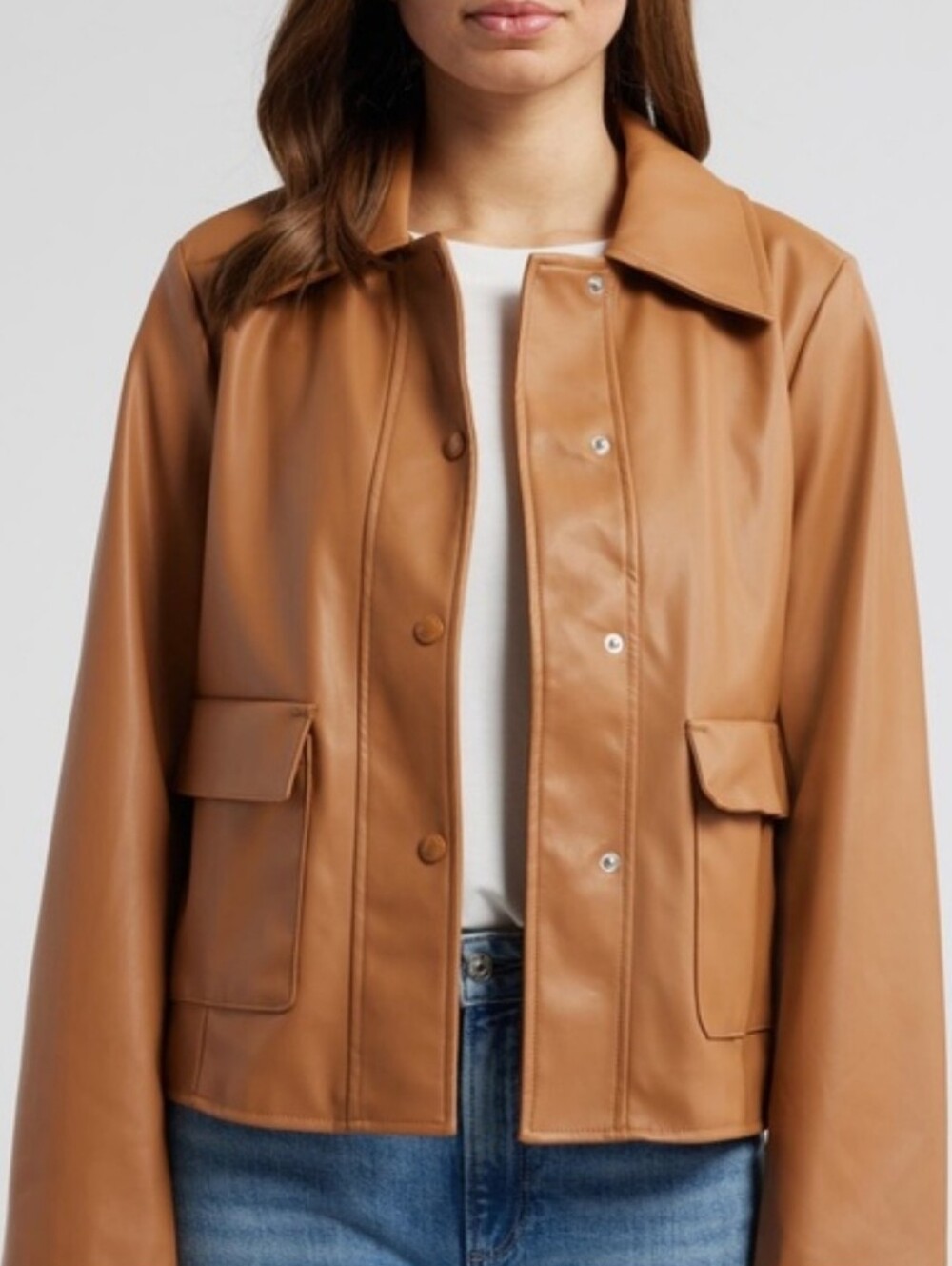 NWT Sam Edelman women’s vegan leather faux leather brown jacket blazer XL